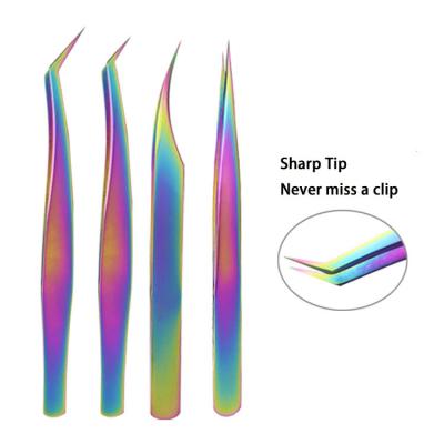 China Newest Stainless Steel Fiber Tip Logo Volume Lash Extension Tweezers Custom Wholesale For Eyelash Extensions Private Label Stainless Steel for sale