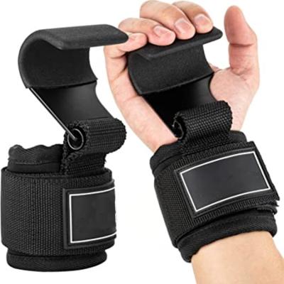 China Gym Power Strength Wrist Wraps Weight Lifting Hooks Training Rubber Hand Grips Hand Grips Palm Straps Gancho De Levantamiento De Pesas for sale