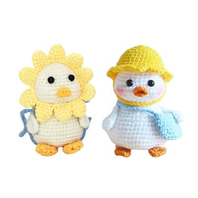 China Gift Children Toys Hand Crochet Doll Description DIY English Novice Crochet Learning Materials Wrapped Petal Duck DIY Crochet Doll for sale