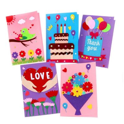 China Educational Preschool Toys Diy Felt Greeting Card Flower Design Craft Handmade Felt Educational Diy Toys for sale