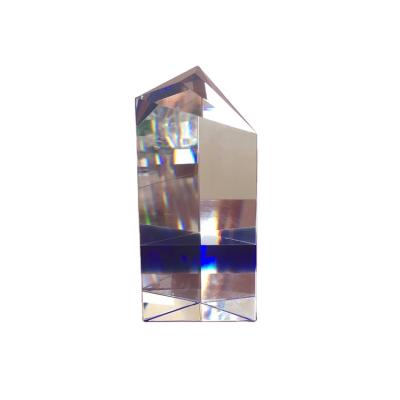 China Crystal glass treatment NEW! prism crystal glass blue trophy for sale