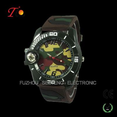 China Military style green silicone compass camo watch for promotion for sale