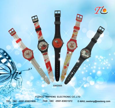 China Children's watch with colorful band  cute design and lovely cartoon dial for sale