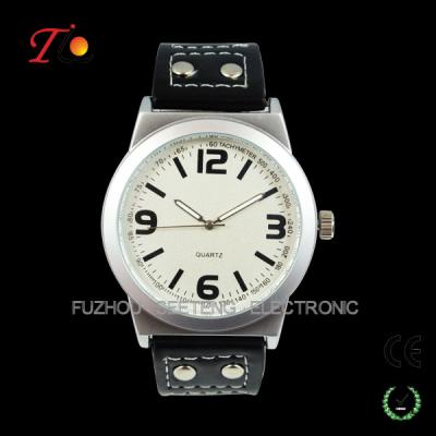 China Casual and simple design with PU Leather Band Quartz Wrist Watch for Men for sale