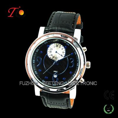 China Cool Stylish Leather Strap Quartz Wrist Watch unique dial watch for Men for sale