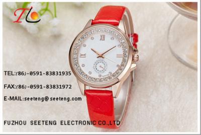 China Classic charming watch ladies  watch with rose gold alloy case and gunuine leather band for sale