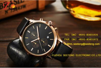 China Brand high quality business Men's analog watch with pu leather strap for sale