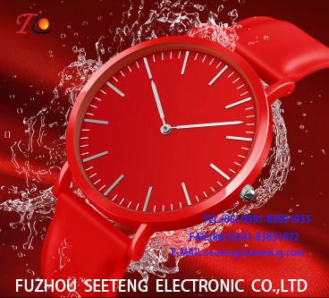 China wholesale Silicone watch  with alloycase and custom logo movement watch  concise style  bright red strap custom color for sale