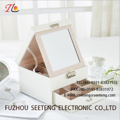 China High end and elegant PU leather jewelry box for wholesale from manufacturer jewelry box with mirror box drawer for sale