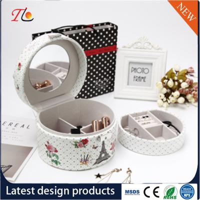 China High end and elegant PU leather jewelry box for wholesale from manufacturer jewelry box with mirror box drawer for sale