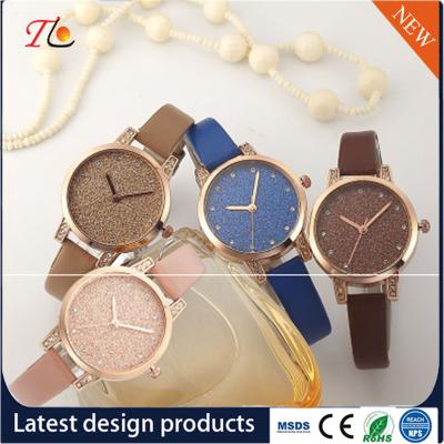 China wholesale customization Pu watch  alloy case  quartz watch fashion watch Colorful leather band Shining diamond ladywatch for sale