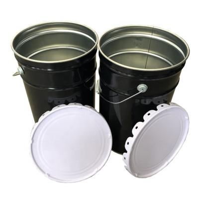 China Durable 25 Liter Metal Tin Paint Bucket with Handle and Lock Ring Lid for Varnish Paint for sale