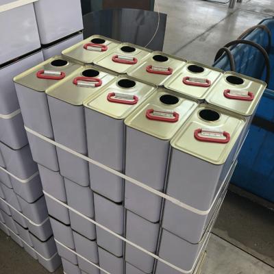 China 4L Square Engine Motor Oil Durable F Style Tin Cans With Metal Handle And Lids, Paint Solvent Tin Cans for sale