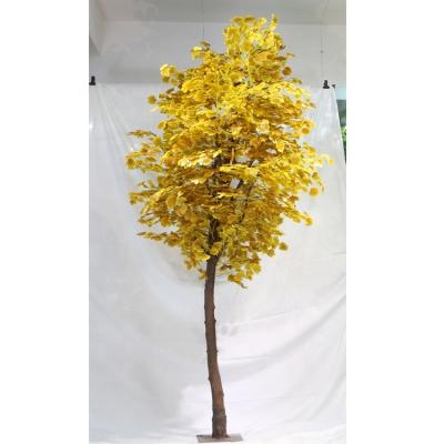 China Lifelike 120CM Artificial Yellow Banyan Plant Simulated Plastic Fake Ficus Ginkgo Tree for sale