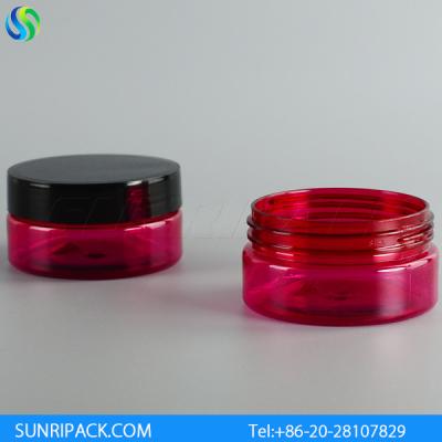 China 80ml red plastic jar, 2.5oz semi-red PET jar, 80ml red mouth plastic jar for sale