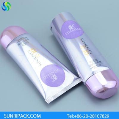 China 60g sunscreen cosmetic tubes, high shiny silver laminated tubes, empty plastic tube packag for sale