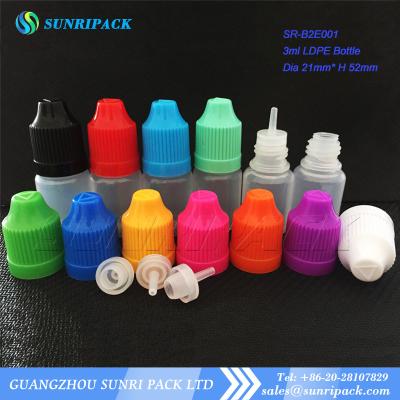 China 3ml LDPE e-liquid bottle, plastic bottle with child proof and tamper evident cap for sale