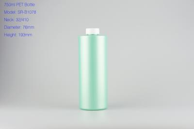 China 750ml big size PET bottle, empty shampoo bottle,cylinder round PET bottle for sale