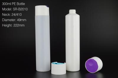 China hdpe plastic bottle with disc top,300ml cylinder round plastic bottle,empty shampoo bottle for sale