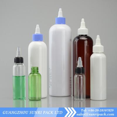 China 30ml,45ml,60ml,120ml,150ml,250ml,300ml,500ml cosmo round plastic bottle with twist off cap for sale