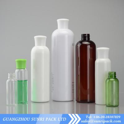 China plastic shampoo bottle, cosmo round PET bottle with crown cap, empty plastic bottle for sale