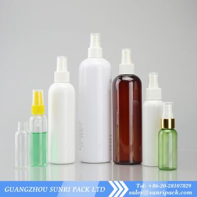 China plastic shampoo bottle with mist spray, cosmo round PET bottle, cosmetic PET bottle for sale