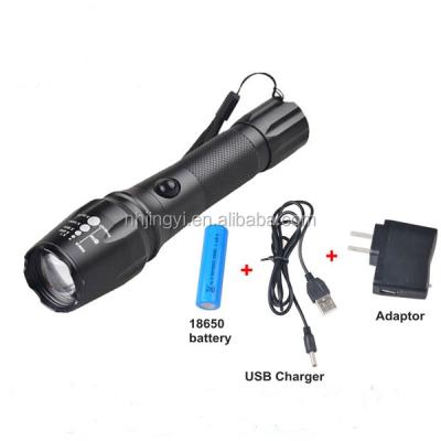 China XML T6 Camping Aluminum 1000 Lumen 18650 Waterproof Battery 10W USB Led Rechargeable Flashlight Torch for sale