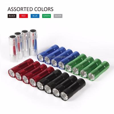 China Matching Camper Colors Super Bright 9 LED Mini Aluminum Flashlight With Lanyard for sale