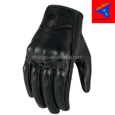 China Half Finger Touch Screen Sports Mens Sheepskin Motocross Winter Cycling Racing Leather Gloves for sale