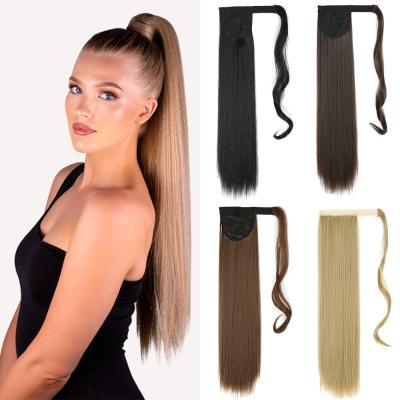 China Silky Straight Wave Drawstring Hair Ponytail Extension 100g Wrap Around Ponytails Afro Kinky Curly Clip In Virgin Brazilian Straight Ponytail for sale