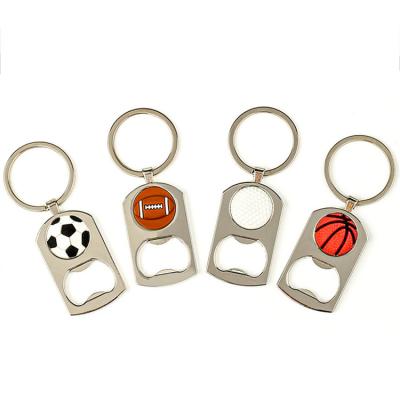 China Wholesale 2022 World Cup Metal Bottle Opener Key Chain Viable Basketball Soccer Football Painting Gift for sale