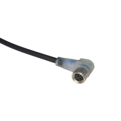 China SVLEC M8 Automotive Female Right Angle 3 4 Connector With PNP LED PVC PUR Cable for sale