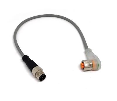 China Power SVLEC M12 male straight to female 3pin right angle cable with 2 led piug connection cable for sale