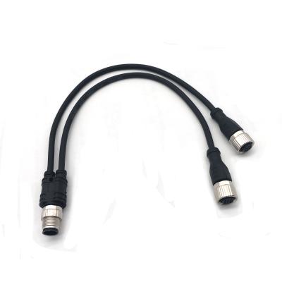 China Power SVLEC M12 to 2M12 Y type connecting cable male straight to female 4pin black cable for sale