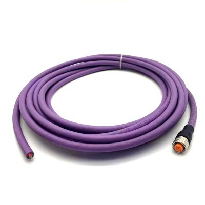 China Power SVLEC M12 2pin female connector cable B-code cable molded PVC purple cable fixed installation for sale