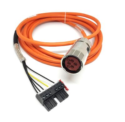 China SVLEC M23 Power Servo Motor Connector Plug Cable 6pin Servo Cable Orange Jacket Highly Flexible for sale