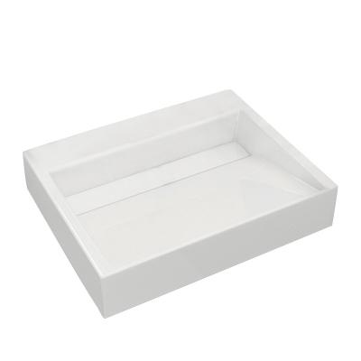 China Modern Resin Artificial Stone Bathroom Sink Rectangular Hand Wash Basin for sale