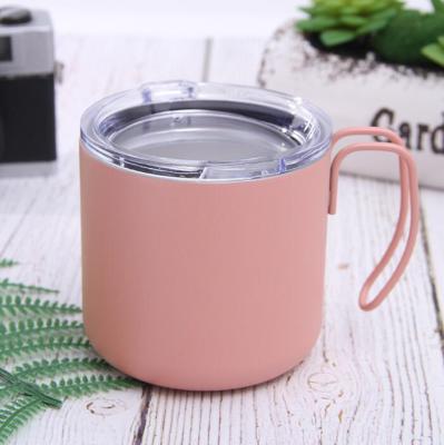 China Double Stainless Steel Coffee Mug Fashion Viable Single Insulated Coffee Cup With Handle Office With Cover Mug Customizable Logo for sale