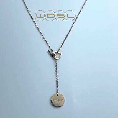 China Hypoallergenic Korean Style Popular Necklace Round English Brand Good Luck Square Pendant Plated 18K Gold Jewelry for sale