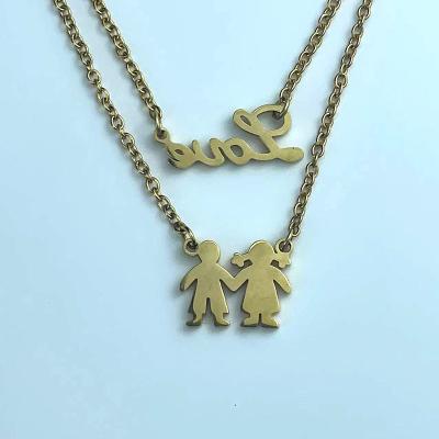 China Personalized Stainless Steel Hypoallergenic Boy Girl Child Women Kids Pendant Engraved Name Date Bead Family Necklace Jewelry for sale