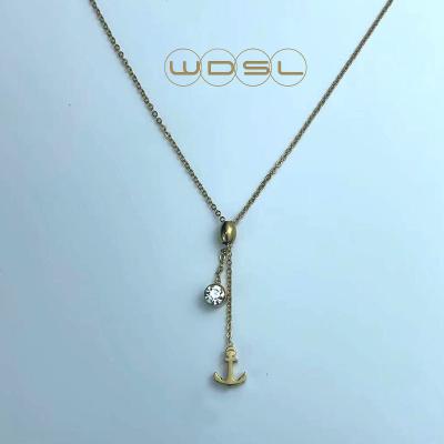 China Fashion hypoallergenic personality: stainless steel tassels, ship's anchors, sparkling crystal charm, necklaces, women's sweater chains for sale