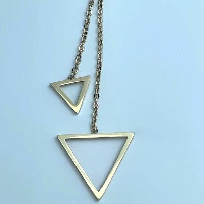 China Stainless Steel Hypoallergenic Tasty Double Triangle Lasso Chain Necklace Jewelry Bff Bohemian Gifts Fish Drop Down Choker Geometry Necklace for sale