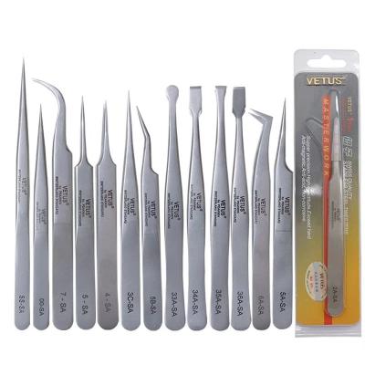 China Custom Eyelash Exyension Stainless Steel Eyelash Extension Tweezers With Logo Volume Wick Straight Oblique Curved Tweezers Set Private Label for sale