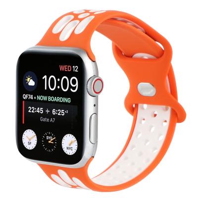 China Breathable Silicone Silicone Sport Band For iWatch 7/6/5/4/3/2/1/se Sport Strap For Apple Watch Band Strap 38mm 40mm 41mm 42mm 44mm 45mm for sale