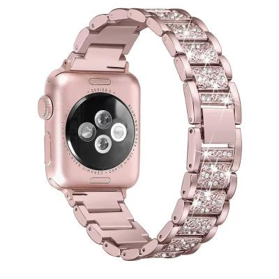 China Watch Band Stainless Steel Metal Diamond Wristband For Apple Watch 38mm 40mm 42mm 44mm 41mm 45mm For iWatch 7 Series Se 6 5 4 3 for sale