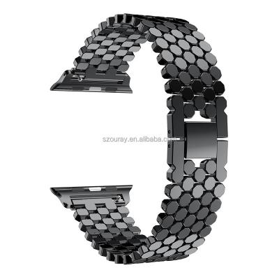 China Stainless Steel Fish Scale Watch Band Strap For Apple Watch 7 Se Band Metal Stainless Steel Cellular Strap 6 5 4 38/40/41 Mm 42/44/45 M Strap for sale