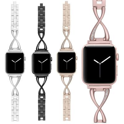 China Luxury Alloy Metal Strap For Apple Watch 7 6 5 4 3 2 1 Se X Ultra Thin Fit Metal Stainless Steel Strap 38/40/41mm 42/44/45mm for sale