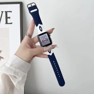 China Silicone Angel Eye Silicone Watch Strap Band For Apple Watch 7 Se 6 5 4 Fashion Contrast Color Wrist Strap For iWatch 38 40 42 44 41 45mm for sale