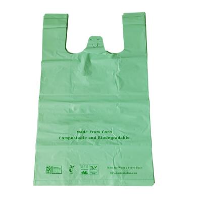 China 100% Biodegradable Compostable Garbage Bag T-Shirt Bag Vest Bag Eco-Friendly Fully Compostable Manufacturer for sale