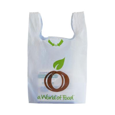 China BIODEGRADABLE T-shirt Bag Biodegradable Supermarket Plastic Bag Grocery Vest Plastic Shopping Bag for sale